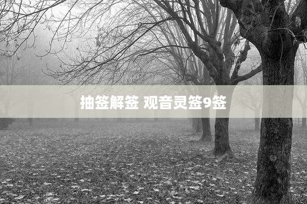 抽签解签 观音灵签9签