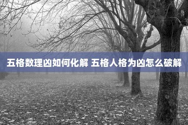 五格数理凶如何化解 五格人格为凶怎么破解