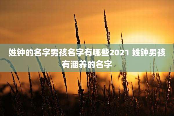姓钟的名字男孩名字有哪些2021 姓钟男孩有涵养的名字
