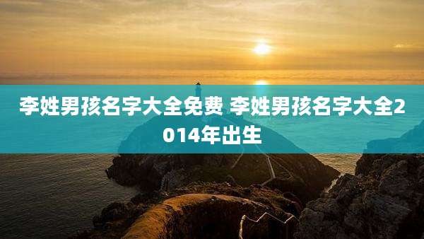 李姓男孩名字大全免费 李姓男孩名字大全2014年出生