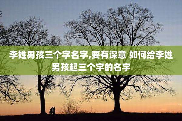 李姓男孩三个字名字,要有深意 如何给李姓男孩起三个字的名字