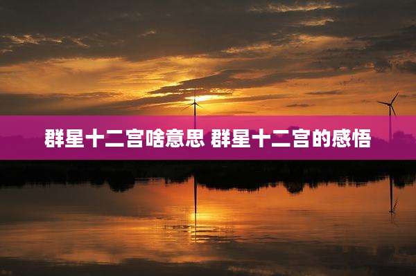 群星十二宫啥意思 群星十二宫的感悟
