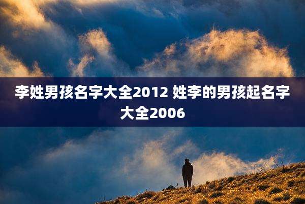 李姓男孩名字大全2012 姓李的男孩起名字大全2006