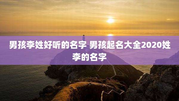 男孩李姓好听的名字 男孩起名大全2020姓李的名字