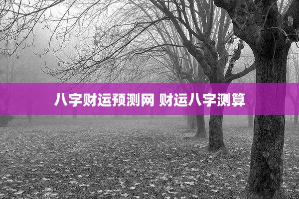 八字财运预测网 财运八字测算