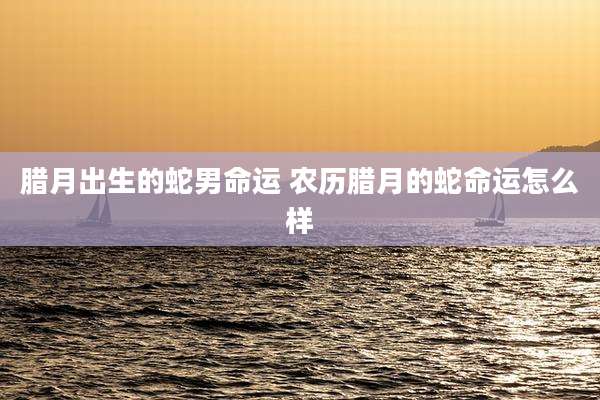 腊月出生的蛇男命运 农历腊月的蛇命运怎么样