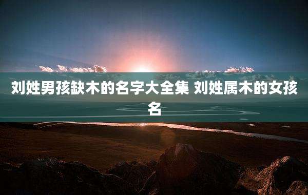 刘姓男孩缺木的名字大全集 刘姓属木的女孩名