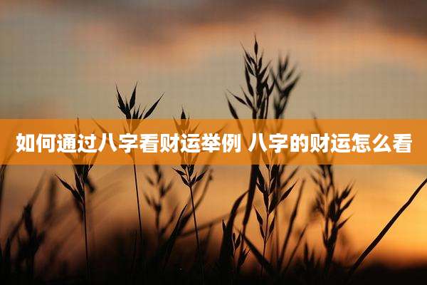 如何通过八字看财运举例 八字的财运怎么看