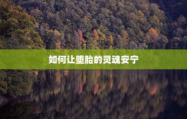 如何让堕胎的灵魂安宁
