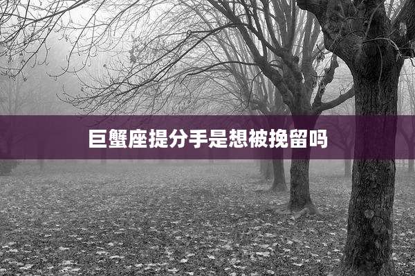 巨蟹座提分手是想被挽留吗