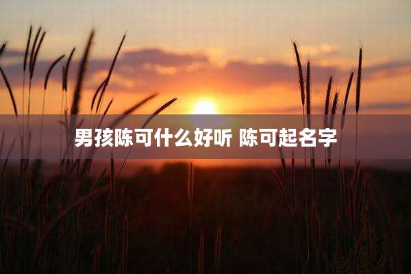 男孩陈可什么好听 陈可起名字