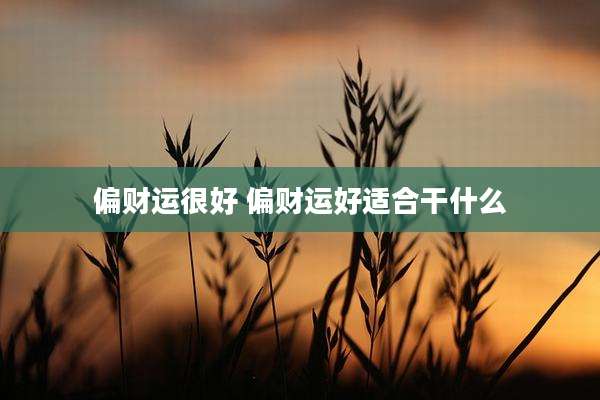 偏财运很好 偏财运好适合干什么