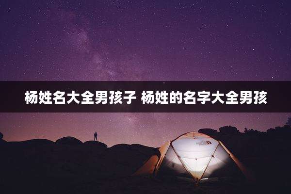 杨姓名大全男孩子 杨姓的名字大全男孩