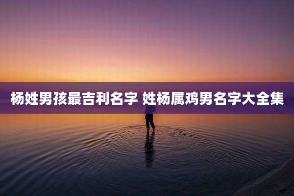 杨姓男孩最吉利名字 姓杨属鸡男名字大全集