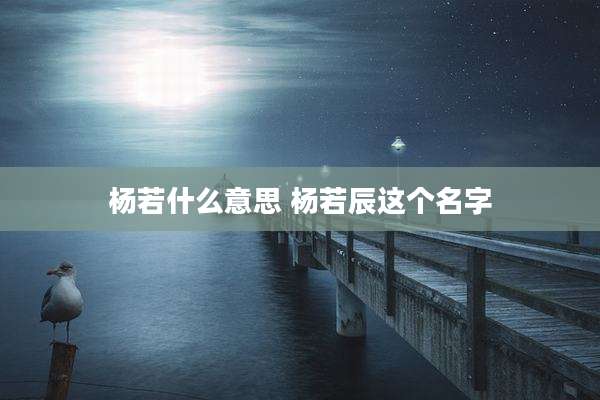 杨若什么意思 杨若辰这个名字