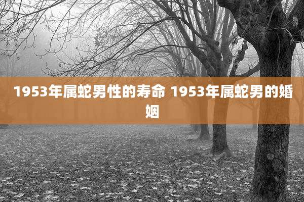 1953年属蛇男性的寿命 1953年属蛇男的婚姻