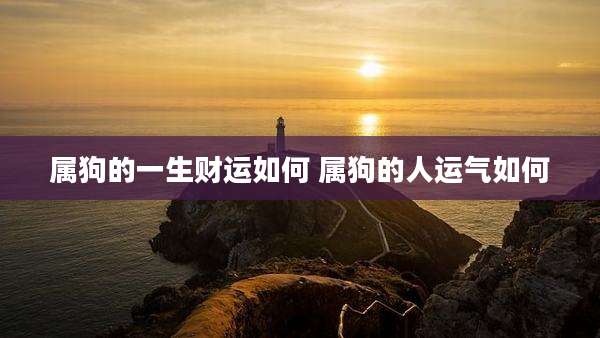属狗的一生财运如何 属狗的人运气如何