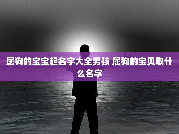 属狗的宝宝起名字大全男孩 属狗的宝贝取什么名字