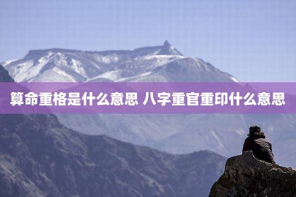 算命重格是什么意思 八字重官重印什么意思