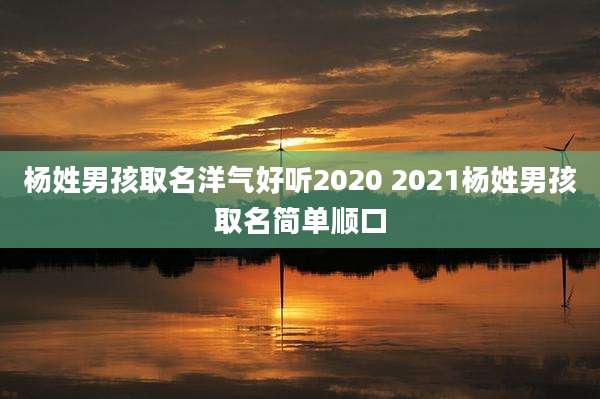 杨姓男孩取名洋气好听2020 2021杨姓男孩取名简单顺口