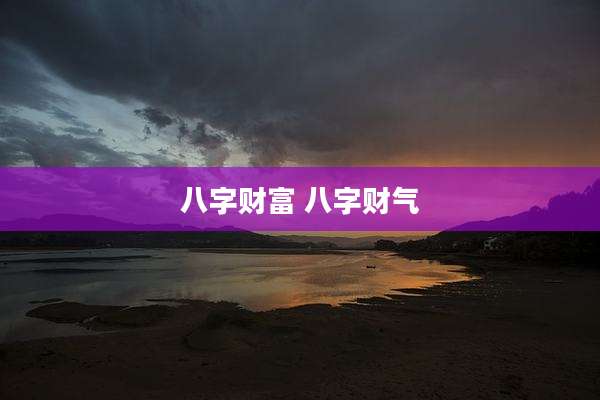 八字财富 八字财气