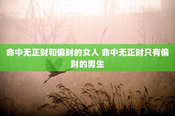 命中无正财和偏财的女人 命中无正财只有偏财的男生