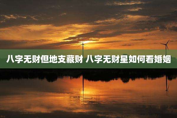 八字无财但地支藏财 八字无财星如何看婚姻