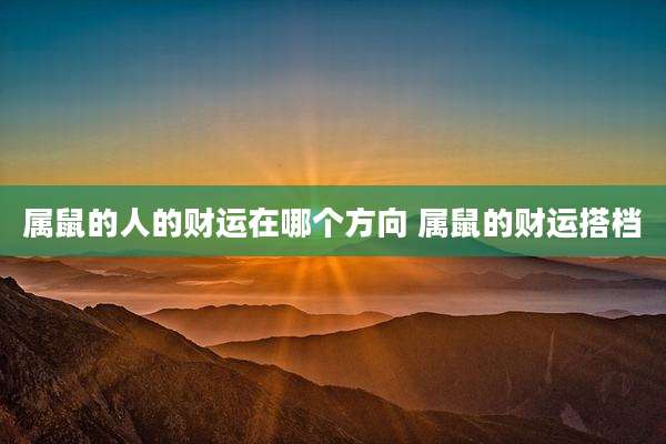 属鼠的人的财运在哪个方向 属鼠的财运搭档