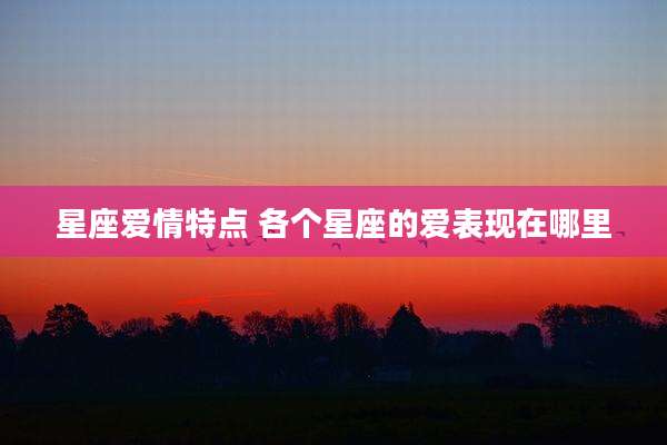 星座爱情特点 各个星座的爱表现在哪里