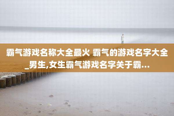 霸气游戏名称大全最火 霸气的游戏名字大全_男生,女生霸气游戏名字关于霸...