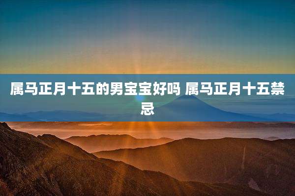 属马正月十五的男宝宝好吗 属马正月十五禁忌