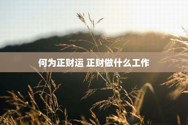 何为正财运 正财做什么工作