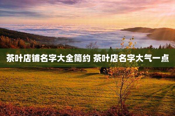 茶叶店铺名字大全简约 茶叶店名字大气一点
