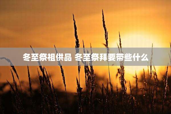 冬至祭祖供品 冬至祭拜要带些什么
