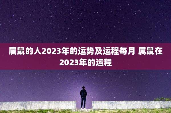 属鼠的人2023年的运势及运程每月 属鼠在2023年的运程