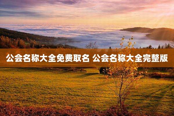 公会名称大全免费取名 公会名称大全完整版