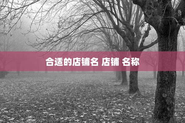 合适的店铺名 店铺 名称