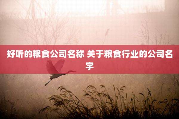 好听的粮食公司名称 关于粮食行业的公司名字