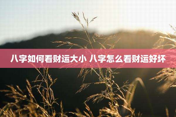 八字如何看财运大小 八字怎么看财运好坏