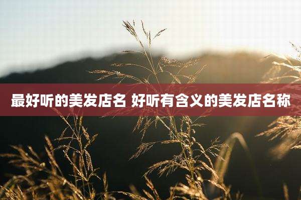 最好听的美发店名 好听有含义的美发店名称
