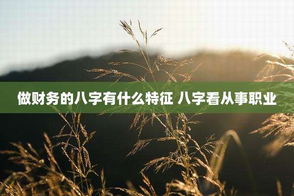 做财务的八字有什么特征 八字看从事职业