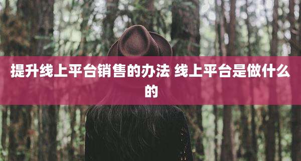 提升线上平台销售的办法 线上平台是做什么的