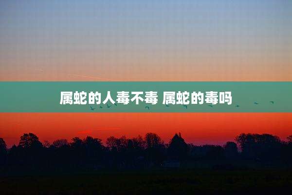 属蛇的人毒不毒 属蛇的毒吗