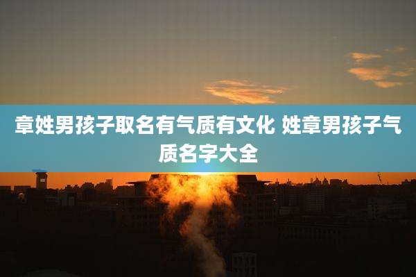 章姓男孩子取名有气质有文化 姓章男孩子气质名字大全