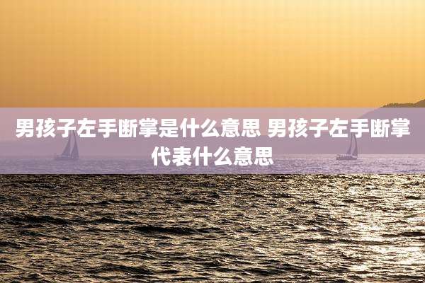 男孩子左手断掌是什么意思 男孩子左手断掌代表什么意思