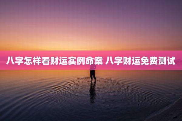 八字怎样看财运实例命案 八字财运免费测试