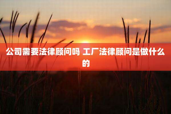 公司需要法律顾问吗 工厂法律顾问是做什么的