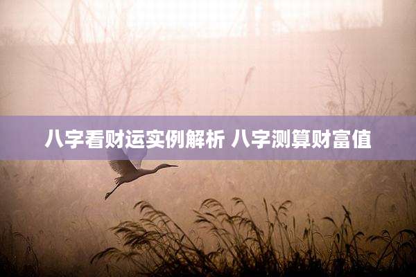 八字看财运实例解析 八字测算财富值