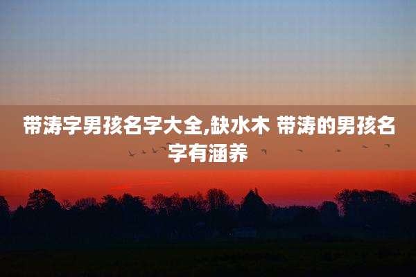 带涛字男孩名字大全,缺水木 带涛的男孩名字有涵养