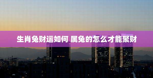 生肖兔财运如何 属兔的怎么才能聚财